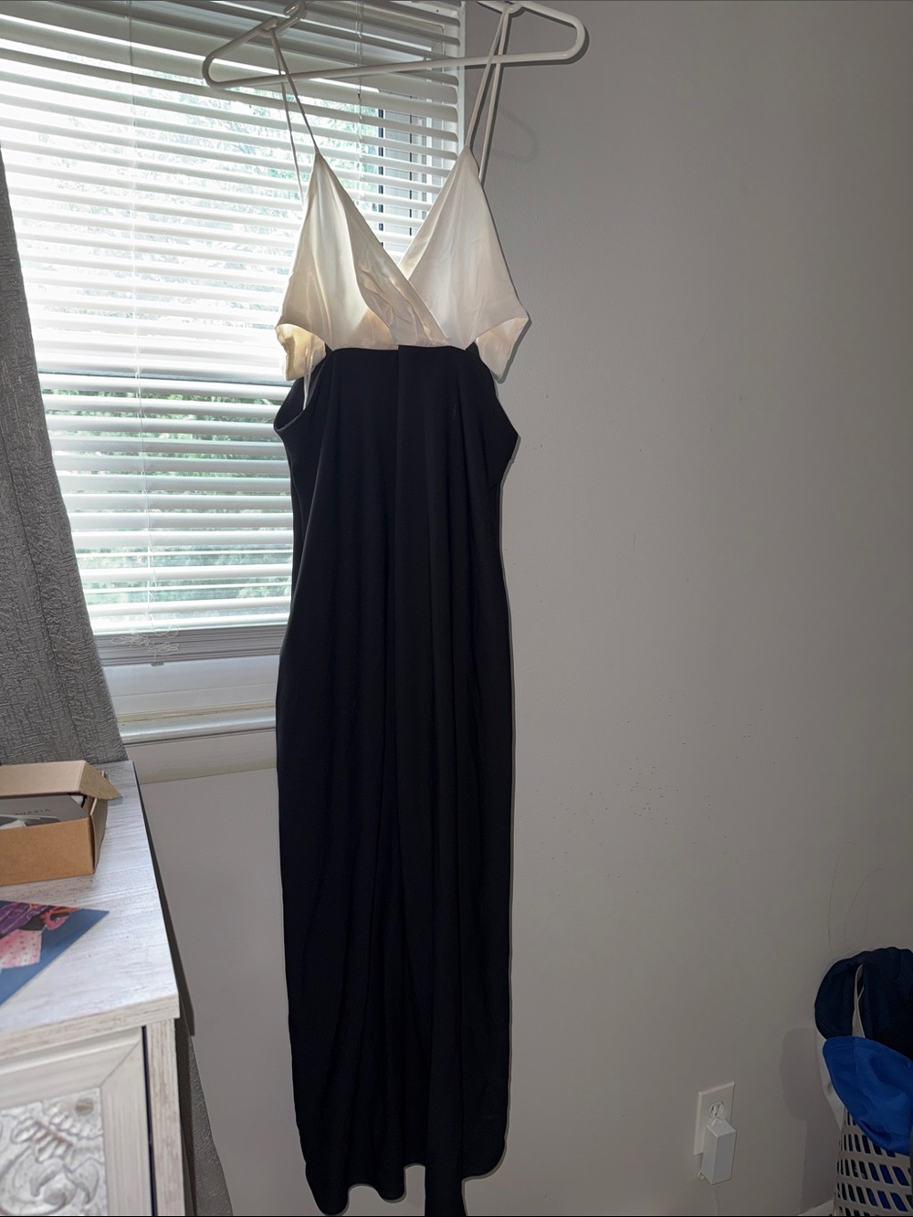 Zara Black Maxi Dress with Ivory Satin Bodice